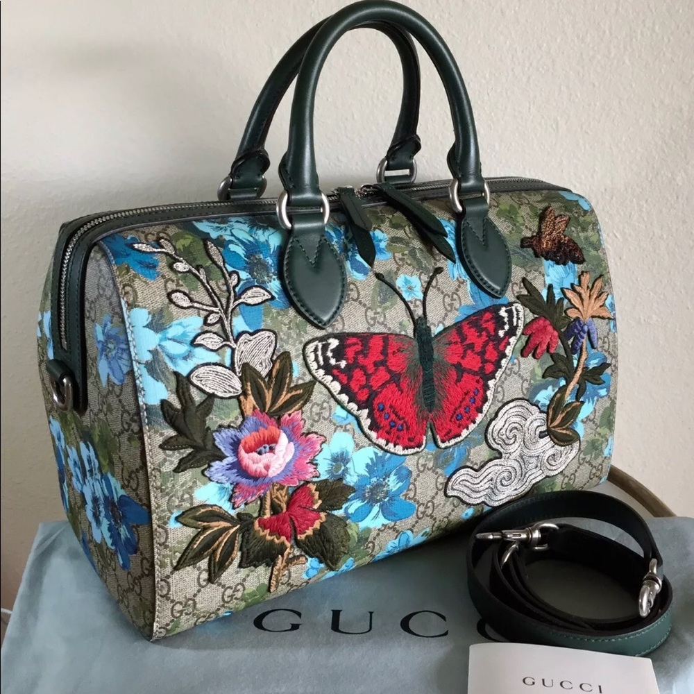 Gucci supreme Boston embroidered butterfly